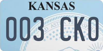 KS license plate 003CKO