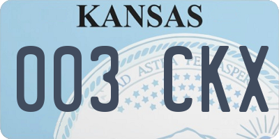 KS license plate 003CKX