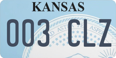KS license plate 003CLZ