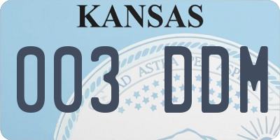 KS license plate 003DDM