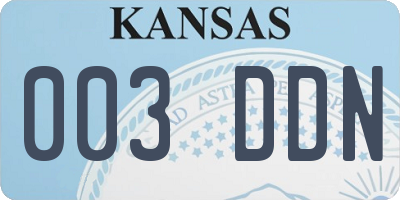 KS license plate 003DDN