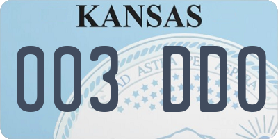KS license plate 003DDO