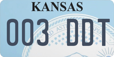 KS license plate 003DDT