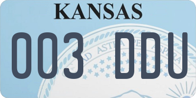 KS license plate 003DDU