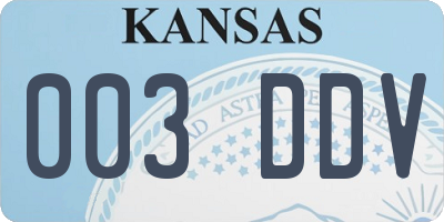 KS license plate 003DDV