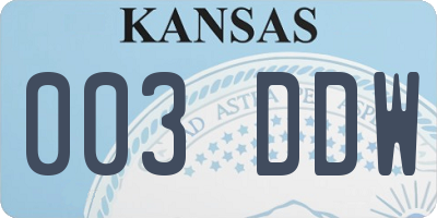 KS license plate 003DDW