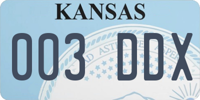 KS license plate 003DDX