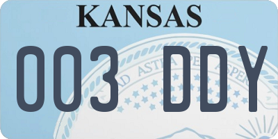 KS license plate 003DDY