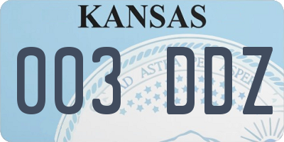 KS license plate 003DDZ