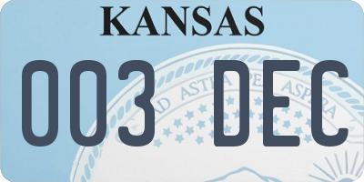 KS license plate 003DEC