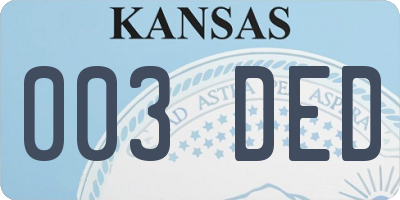 KS license plate 003DED