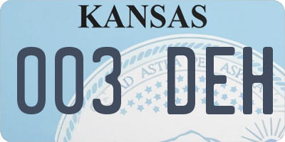 KS license plate 003DEH