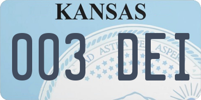 KS license plate 003DEI