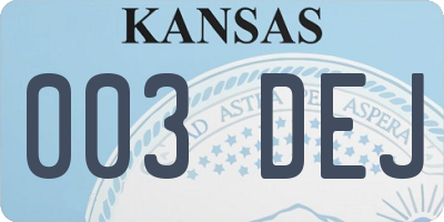 KS license plate 003DEJ
