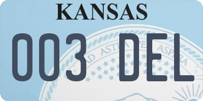 KS license plate 003DEL