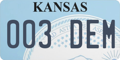 KS license plate 003DEM