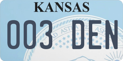 KS license plate 003DEN