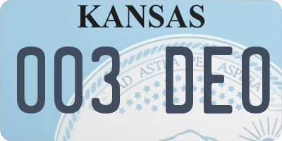 KS license plate 003DEO