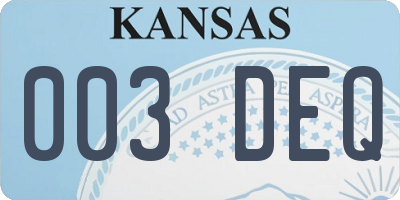 KS license plate 003DEQ