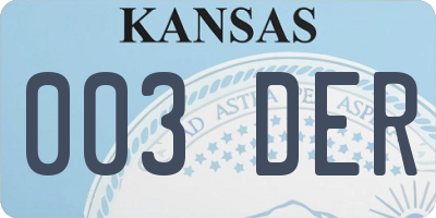 KS license plate 003DER