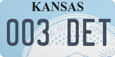 KS license plate 003DET