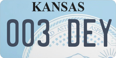 KS license plate 003DEY