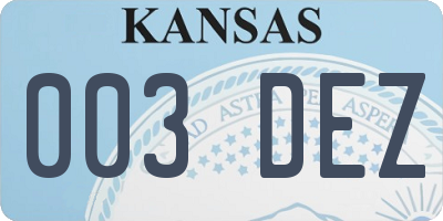 KS license plate 003DEZ