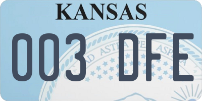 KS license plate 003DFE