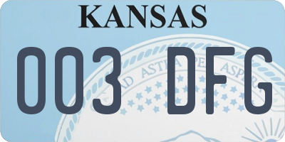 KS license plate 003DFG
