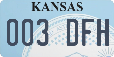 KS license plate 003DFH