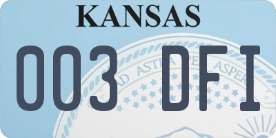 KS license plate 003DFI