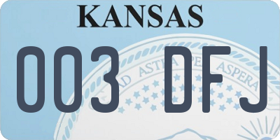 KS license plate 003DFJ
