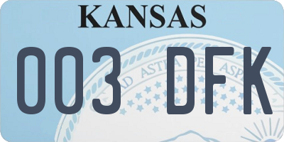 KS license plate 003DFK