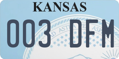 KS license plate 003DFM
