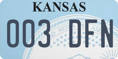 KS license plate 003DFN