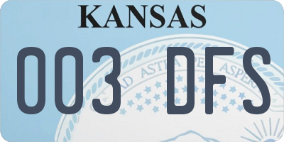 KS license plate 003DFS
