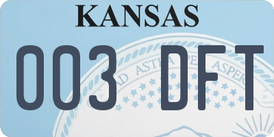 KS license plate 003DFT