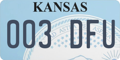 KS license plate 003DFU
