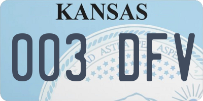 KS license plate 003DFV
