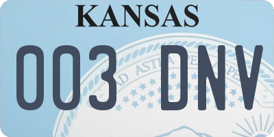 KS license plate 003DNV
