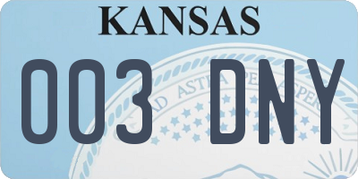 KS license plate 003DNY