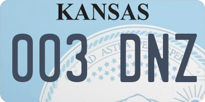 KS license plate 003DNZ