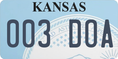 KS license plate 003DOA