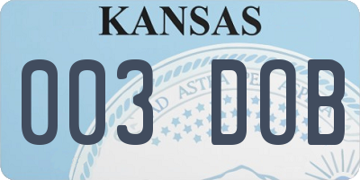KS license plate 003DOB