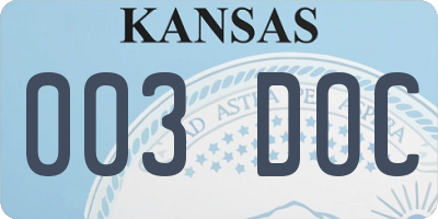 KS license plate 003DOC