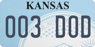 KS license plate 003DOD