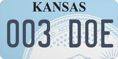 KS license plate 003DOE