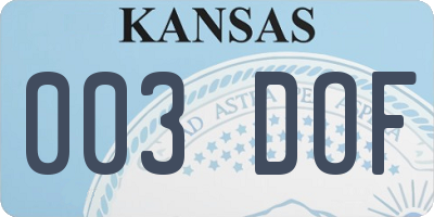 KS license plate 003DOF