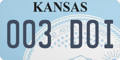 KS license plate 003DOI
