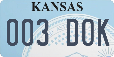 KS license plate 003DOK